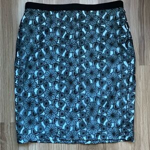 Ann Taylor Black and Blue Floral Skirt